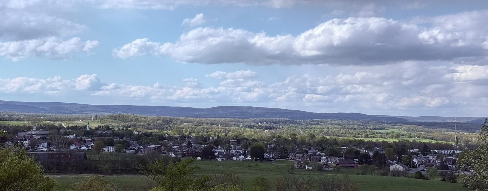 Landscape view over a Pennsylvania town